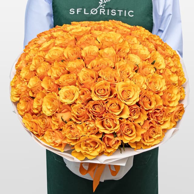 Букет оранжевых Роз Кения 40 см 101 шт «Золото Инков» Букет оранжевых Роз Кения 40 см 101 шт «Золото Инков»