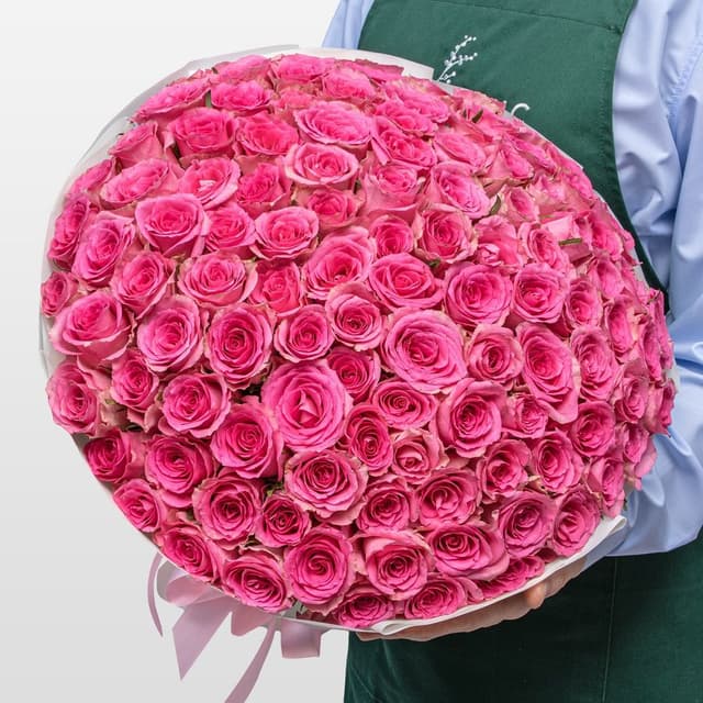 Букет розовых Роз Кения 40 см 101 шт «Сад Афродиты» Букет розовых Роз Кения 40 см 101 шт «Сад Афродиты»
