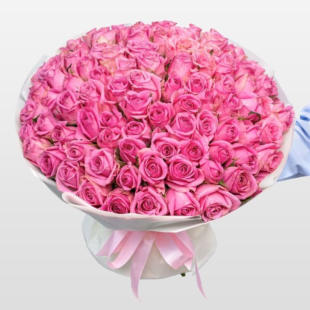 Букет розовых Роз Кения 40 см 101 шт «Всплеск Страсти» Букет розовых Роз Кения 40 см 101 шт «Всплеск Страсти»