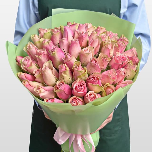 Букет из розовых Роз Кения 40 см 51 шт «Признание без Слов» Букет из розовых Роз Кения 40 см 51 шт «Признание без Слов»