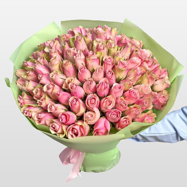 Букет из розовых Роз Кения 40 см 101 шт «Аллея Любви» Букет из розовых Роз Кения 40 см 101 шт «Аллея Любви»