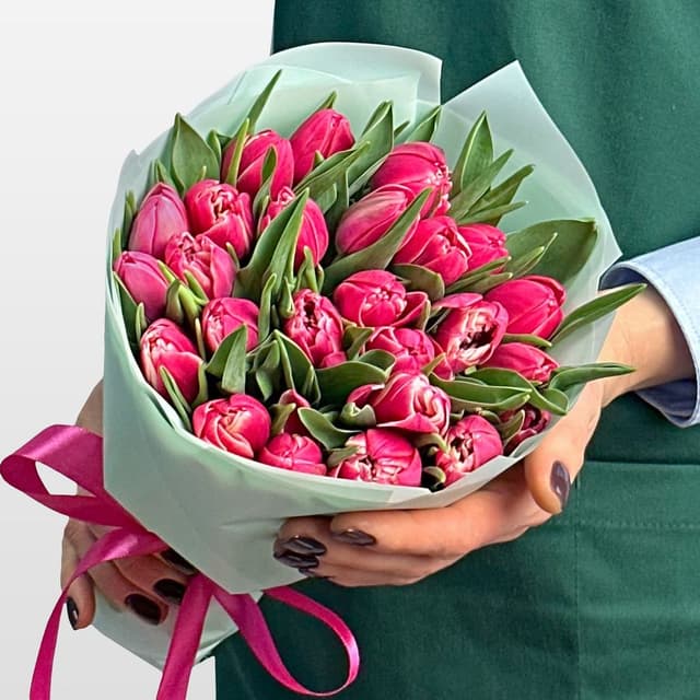 Букет из малиновых Тюльпанов 25 шт «Кардинал» Букет из малиновых Тюльпанов 25 шт «Кардинал»