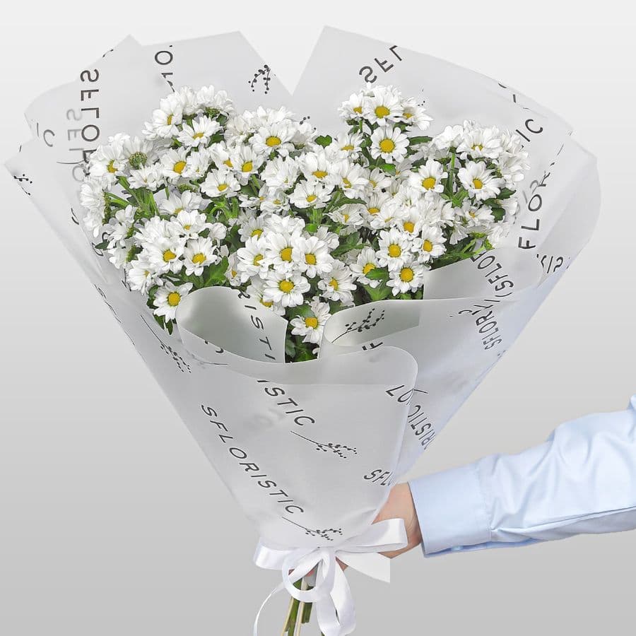 Букет из Белых Хризантем Сантини 9 шт «Верное Сердце»