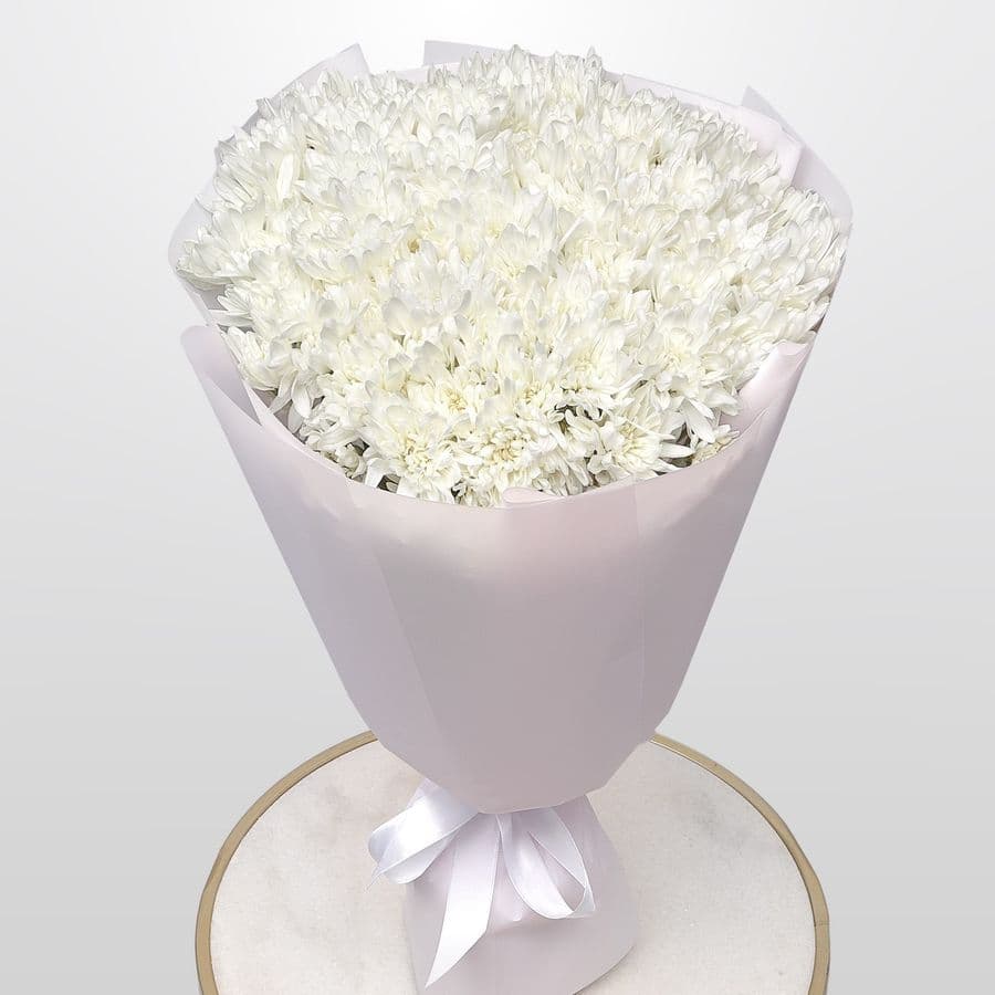 Букет из Белых Кустовых Хризантем 25 шт «Звездная Россыпь»