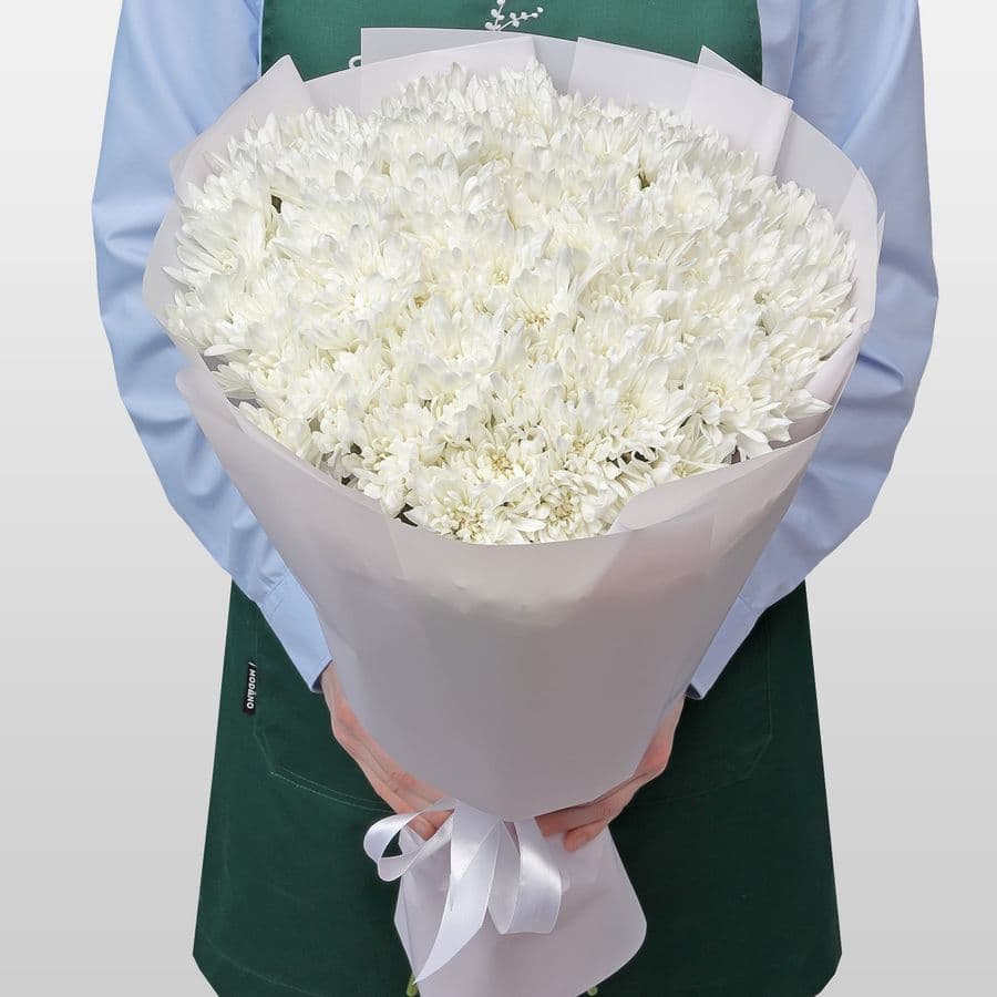 Букет из Белых Кустовых Хризантем 25 шт «Звездная Россыпь»