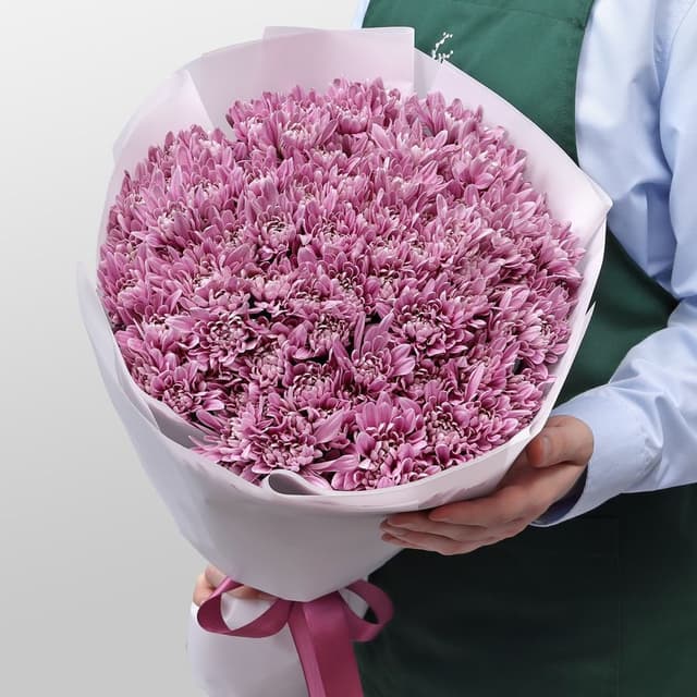 Букет из Сиреневых Кустовых Хризантем 25 шт «Вечерний Блюз» Букет из Сиреневых Кустовых Хризантем 25 шт «Вечерний Блюз»