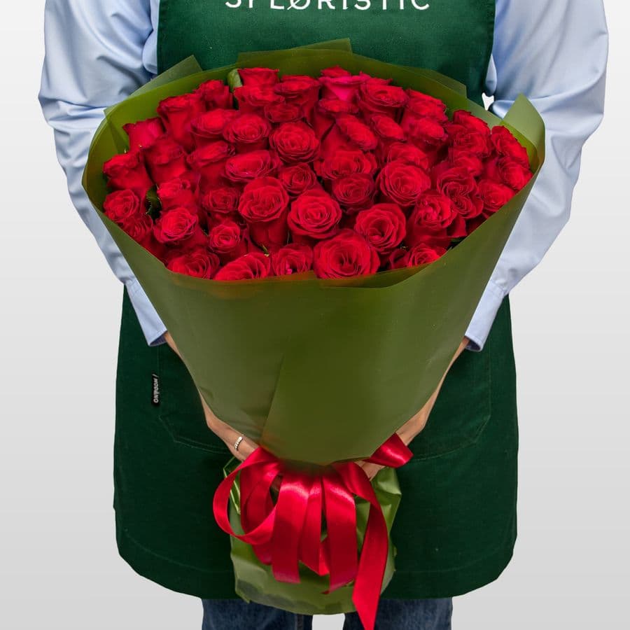 Букет Роз Кения 60 см «Красная романтика»