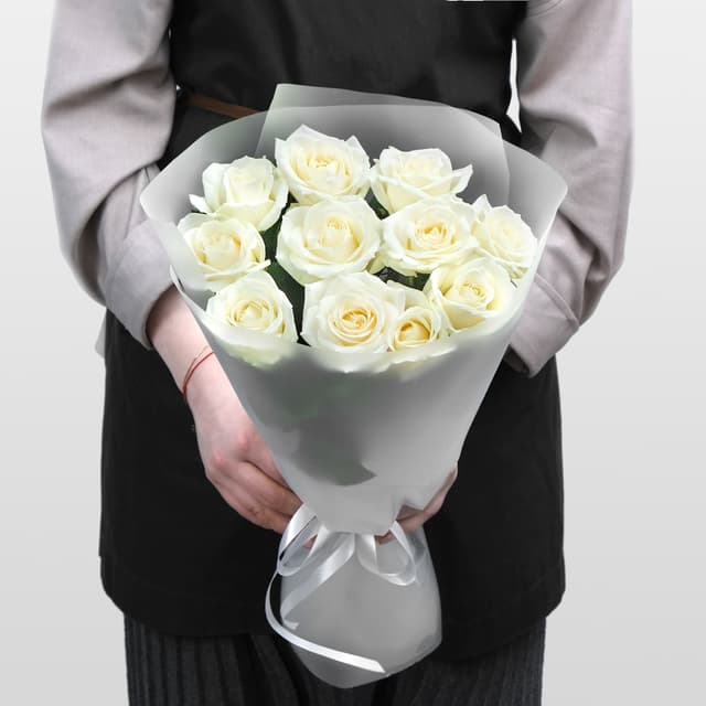 Букет белых Роз 11 шт 60 см «Белоснежная Красота» Букет белых Роз 11 шт 60 см «Белоснежная Красота»