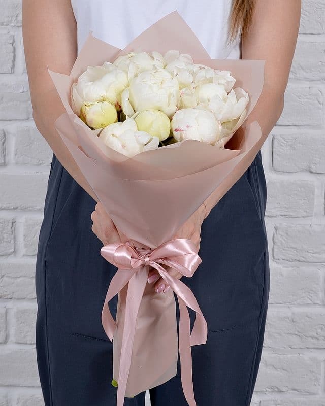 Букет из белых Пионов «Белый ангел» 9шт. Букет из белых Пионов «Белый ангел» 9шт.