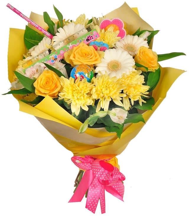 Букет из Гермини, Роз и Альстромерий «Перемена» Букет из Гермини, Роз и Альстромерий «Перемена»