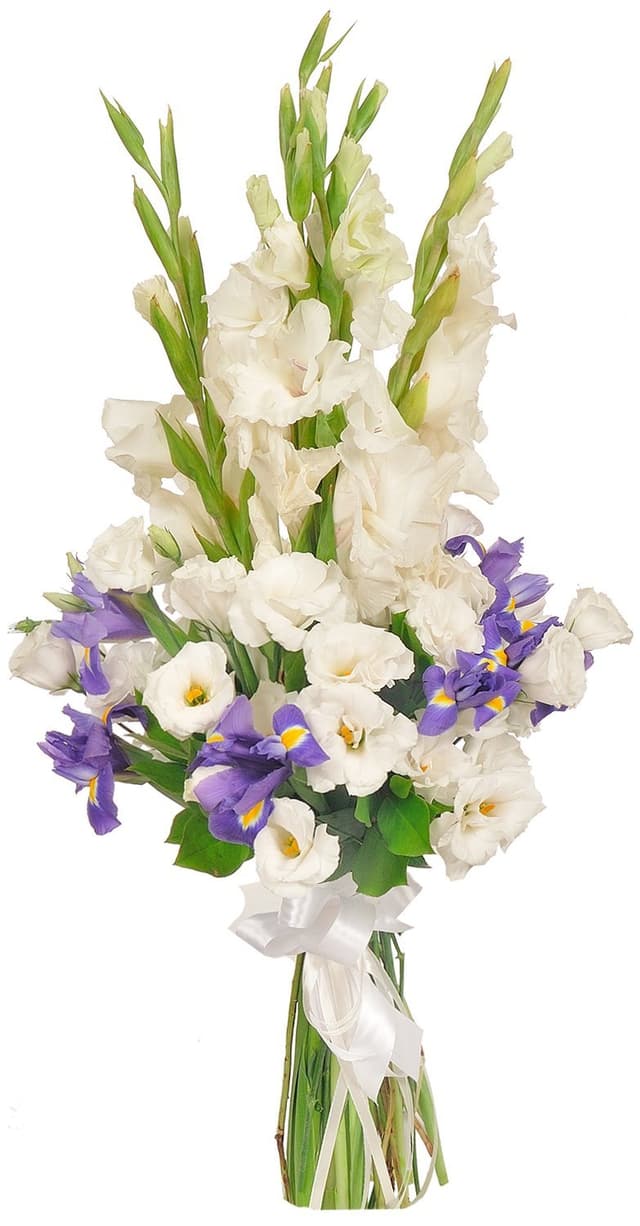 Букет из Ирисов, Лизиантусов и Гладиолусов «Школьный вальс» Букет из Ирисов, Лизиантусов и Гладиолусов «Школьный вальс»