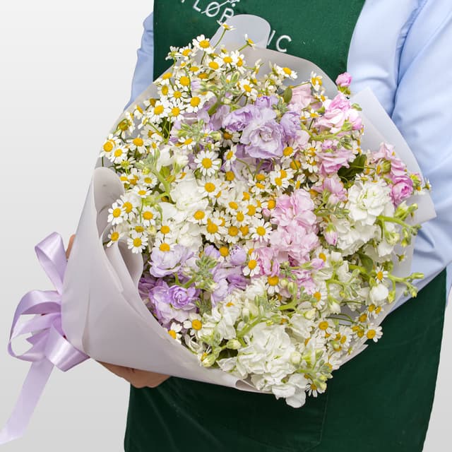 Букет из Ромашек и Маттиолы «Дикий Мед» Букет из Ромашек и Маттиолы «Дикий Мед»