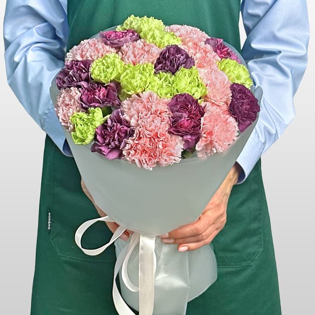 Букет из розовых, фиолетовых и зеленых Гвоздик 25 шт «Тайное Желание» Букет из розовых, фиолетовых и зеленых Гвоздик 25 шт «Тайное Желание»