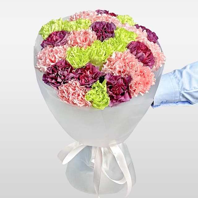 Букет из розовых, фиолетовых и зеленых Гвоздик 25 шт «Тайное Желание» Букет из розовых, фиолетовых и зеленых Гвоздик 25 шт «Тайное Желание»