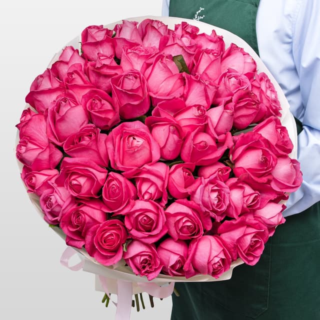 Букет из розовых Роз Россия 51 шт «Энергия Восхищения» Букет из розовых Роз Россия 51 шт «Энергия Восхищения»