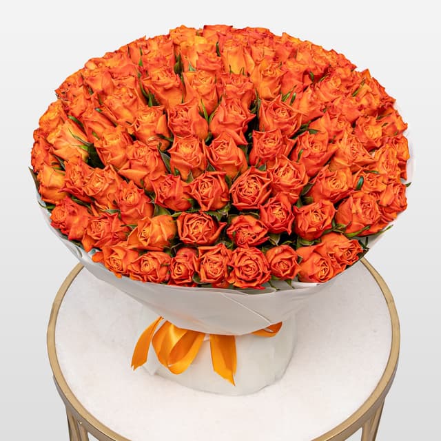 Букет оранжевых Роз Кения 40 см 101 шт «Феникс» Букет оранжевых Роз Кения 40 см 101 шт «Феникс»