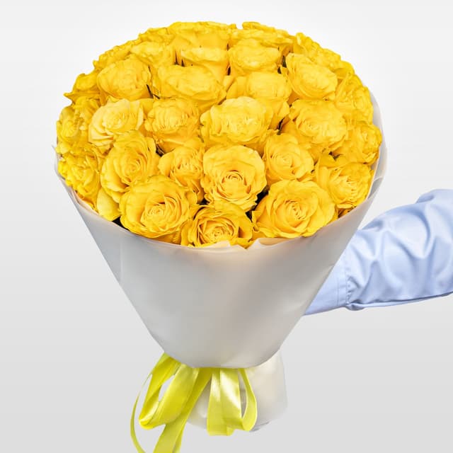 Букет желтых Роз Кения 40 см 31 шт «Солнечный Поцелуй» Букет желтых Роз Кения 40 см 31 шт «Солнечный Поцелуй»