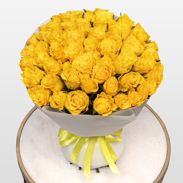 Букет желтых Роз Кения 40 см 51 шт «Лимонный Бархат» Букет желтых Роз Кения 40 см 51 шт «Лимонный Бархат»