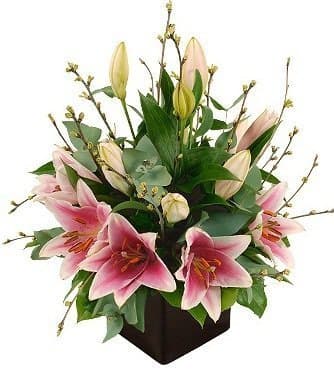 Композиция из Лилий и Эвкалипта «Хрустальная грация» Композиция из Лилий и Эвкалипта «Хрустальная грация»