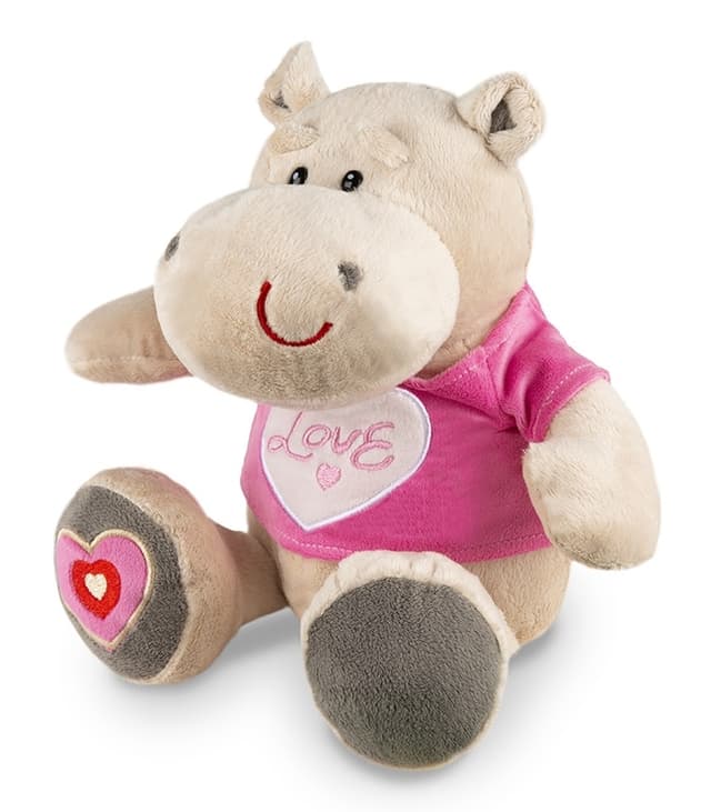 Мягкая Игрушка Бегемот Боня в Маечке с Сердцем Мягкая Игрушка Бегемот Боня в Маечке с Сердцем