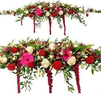 Настольная композиция из Роз, Георгин и Альстромерии «Сезон красного» Настольная композиция из Роз, Георгин и Альстромерии «Сезон красного»