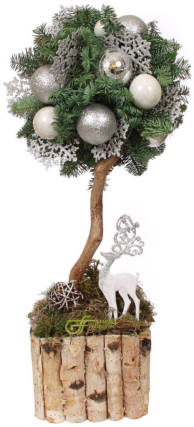 Новогодний топиарий из Ели и Мха «Снежное кружево» Новогодний топиарий из Ели и Мха «Снежное кружево»