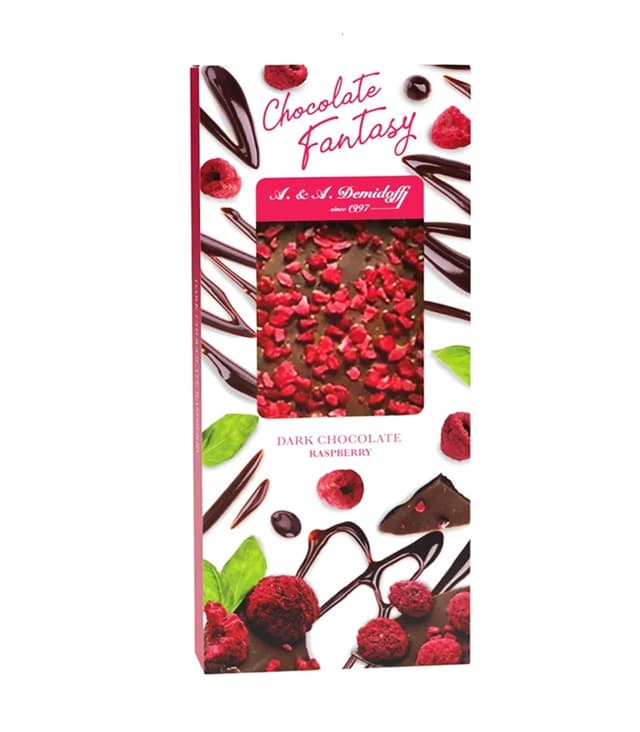 Шоколад горький с кусочками сушеной малины 90 г Шоколад горький с кусочками сушеной малины 90 г